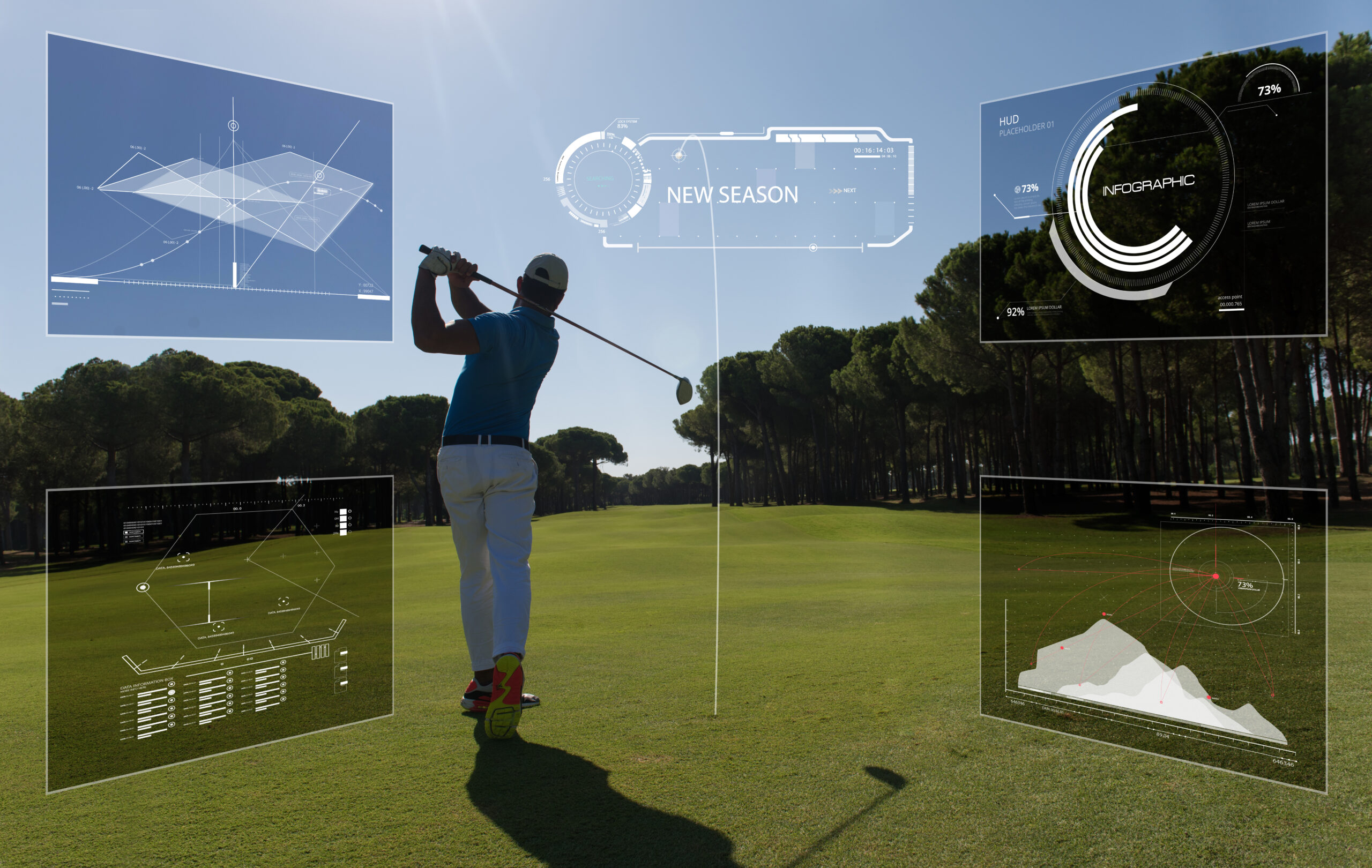 Pro golf player shot ball from sand bunker
